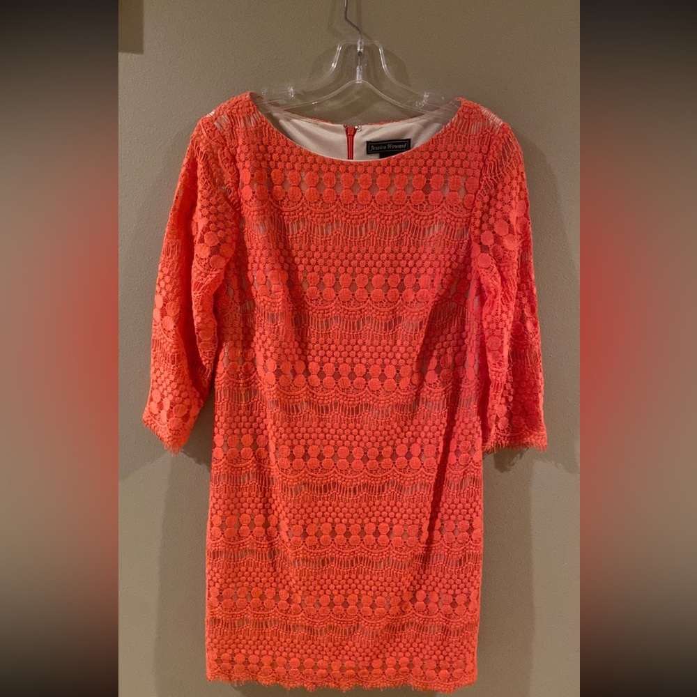 coral textured pattern dress